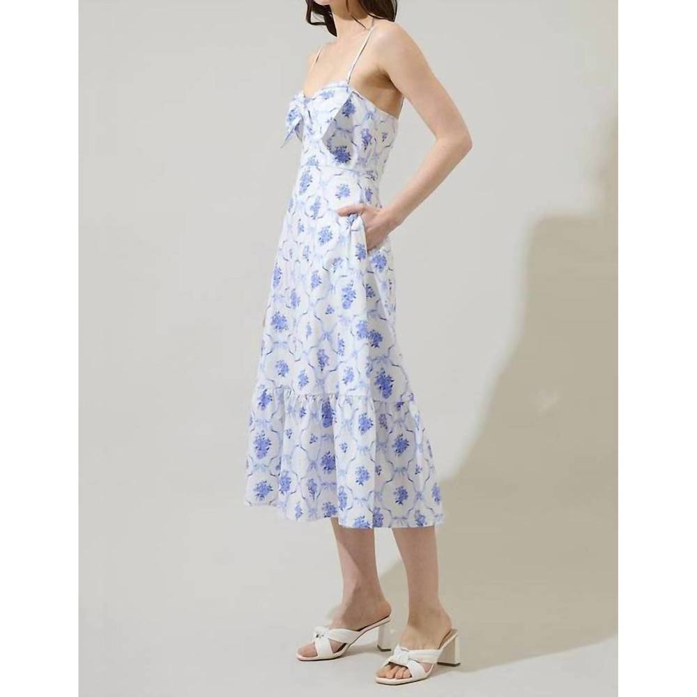 Sugarlips White & Blue Floral Midi Dress - Picture 2 of 3